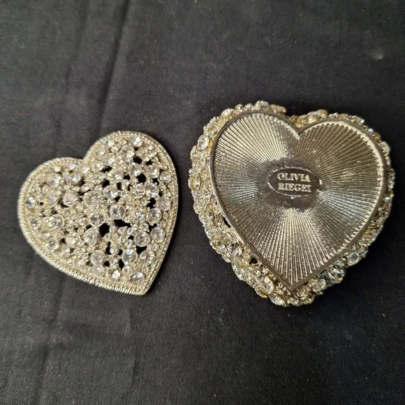 Olivia Riegel Heart Crystal Trinket Box Silver Tone Swarovski Keepsake Jewelry - Picture 6 of 10